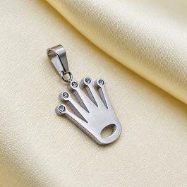 DIJE DE ACERO CORONA TIPO ROLEX C/ 5 STRASS
