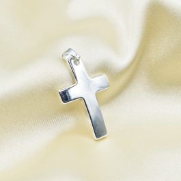 DIJE DE ACERO BLANCO CRUZ LISA TIPO BOMBE MEDIANA