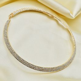 CHOCKER DORADO 3 FILAS DE STRASS