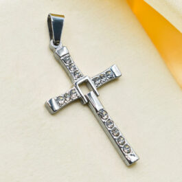 DIJE DE ACERO CRUZ DE TORETTO CHICA C/STRASS