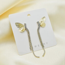 ARO COLGANTE DORADO MARIPOSA C/2 TIRAS DE STRASS
