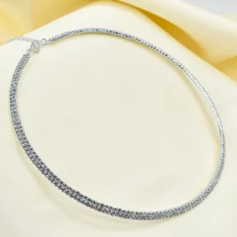 CHOCKER PLATEADO DOBLE FILA DE STRASS RIGIDO