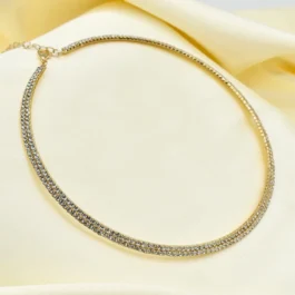 CHOCKER DORADO DOBLE FILA DE STRASS RIGIDO