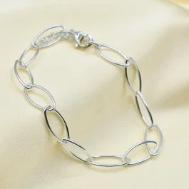 PULSERA ACERO BLANCO ESLABONES OVALADOS LISOS