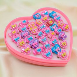 ANILLOS DE FANTASIA PARA NENA X36 ESTUCHE CORAZON MODELO MOÑOS