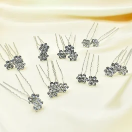 HORQUILLA DE FLOR C/ 6 PETALOS DE STRASS PARA PEINADO X12
