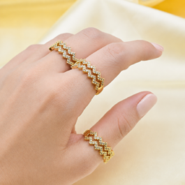ANILLO DORADO MICROPAVE ZIG-ZAG X3