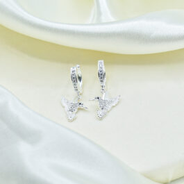 ARGOLLA DE ACERO PLATEADO MICROAVE C/ COLIBRI BLANCO