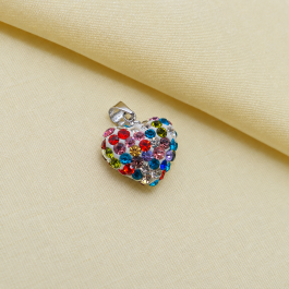DIJE DE ACERO CORAZON DE FUEGO GRANDE MULTICOLOR