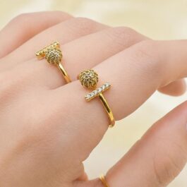 ANILLO DORADO PALITO-BOLITA MICROPAVE REGULABLE X3