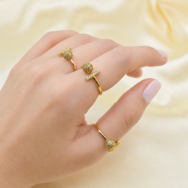 ANILLO DORADO PALITO-BOLITA MICROPAVE REGULABLE X3