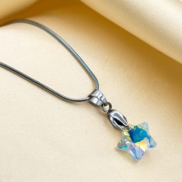 COLLAR DE ACERO COLITA DE RATON C/ESTRELLA DE CRISTAL