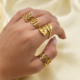 ANILLOS DE ACERO DORADO VARIAS FORMAS X4
