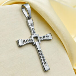 DIJE DE ACERO CRUZ DE TORETTO C/STRASS GRANDE