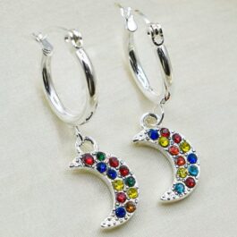 ARGOLLA DE ACERO BLANCO C/ DIJE LUNA MULTISTRASS
