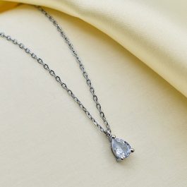 COLLAR DE ACERO C/ CUBIC FORMA DE GOTA