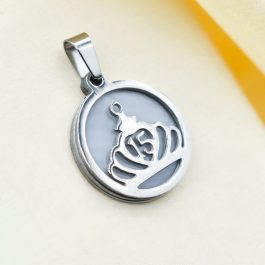 DIJE DE ACERO CORONA C/NÁCAR CON N15