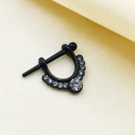PIERCING DE ACERO SEPTUM NEGRO C/STRASS