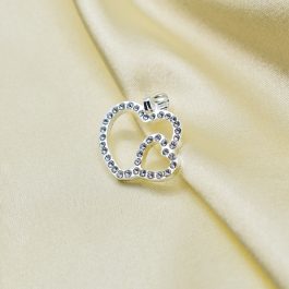 DIJE DE ACERO BLANCO CORAZON DOBLE CALADO C/ STRASS