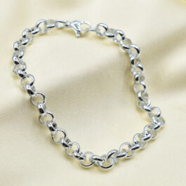 PULSERA DE ACERO BLANCO ROLO FINA 6MM