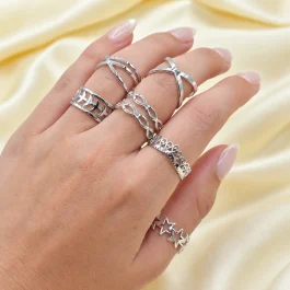 ANILLO DE ACERO BLANCO VARIOS MODELOS SURTIDOS X6