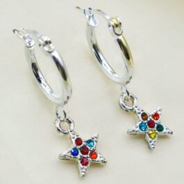 ARGOLLA DE ACERO BLANCO C/DIJE ESTRELLA MULTI-STRASS