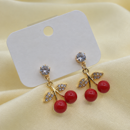 ARO DORADO CUBIC C/CEREZAS COLGANDO HOJAS DE STRASS
