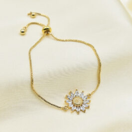 PULSERA DORADA CORBATERO CON DIJE GIRASOL