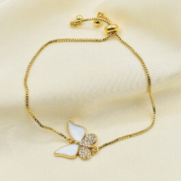 PULSERA DORADA CORBATERO CON DIJE MARIPOSA