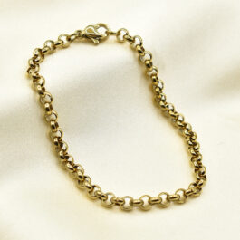 PULSERA DE ACERO DORADO ROLO FINA 4MM
