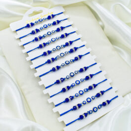 PULSERAS DE HILO CON 3 OJOS TURCOS MODELO TODO AZUL