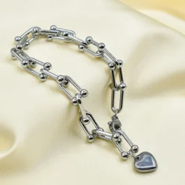 PULSERA DE ACERO TIPO TIFFANY C/ DIJE DE CORAZON