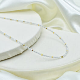 COLLAR CRISTAL DE ROCA COLOR CRISTAL C/ BOLITAS DORADAS