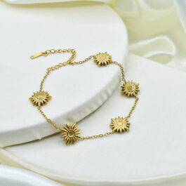 PULSERA DE ACERO DORADO 5 SOLES