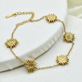 PULSERA DE ACERO DORADO 5 SOLES