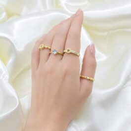 ANILLOS DORADOS C/ CUBIC Y MICROPAVE REGULABLES X4