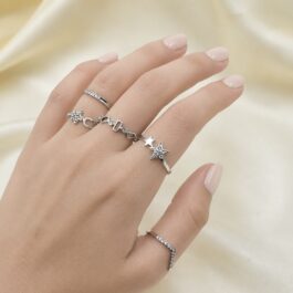 ANILLO DE ACERO VARIAS FORMAS C/ STRASS X6