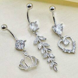 PIERCING PARA OMBLIGO C/ DIJE COLGANTE MODELOS VARIOS X3