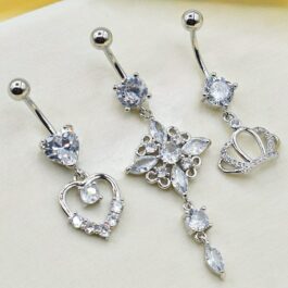 PIERCING PARA OMBLIGO C/ DIJE COLGANTE MODELOS VARIOS X3
