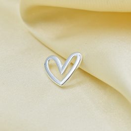 DIJE DE ACERO BLANCO CORAZON CALADO PASANTE