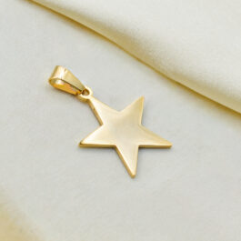 DIJE DE ACERO DORADO ESTRELLA LISA MEDIANA