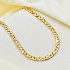 CADENA DE ACERO DORADO TIPO ESPIGA PLANA 2.0MM DE 70CM