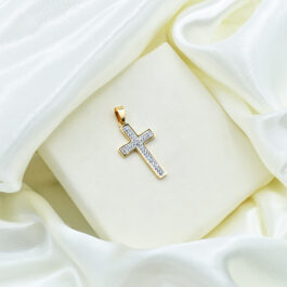 DIJE DE ACERO DORADO CRUZ C/ STRASS