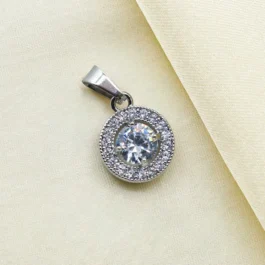 DIJE PLATEADO DE CIRCULO C/ CUBIC ROSA O BLANCO Y MICROPAVE