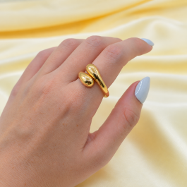 ANILLO DORADO INFLADO MODELO GOTAS CRUZADAS