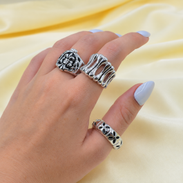 ANILLO ACERO BLANCO VARIOS MODELOS CALADOS O C/ESMALTE