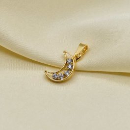DIJE DORADO DE LUNA CALADA C/ 5 STRAS