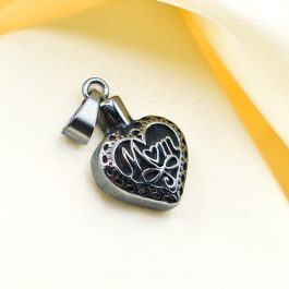 DIJE DE ACERO CORAZON MOM (MAMÁ) DIBUJADO