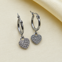 ARGOLLA DE ACERO C/ DIJE CORAZON  MULTI STRASS