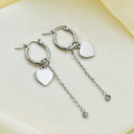 ARO ARGOLLA DE ACERO C/ DIJE DE CORAZON COLGANDO Y CADENA C/STRASS 1CM